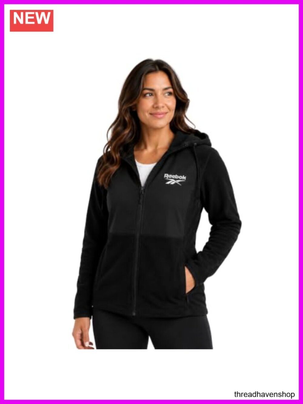 Lightweight Polar Fleece Zip Up Hooded Jacket for Women